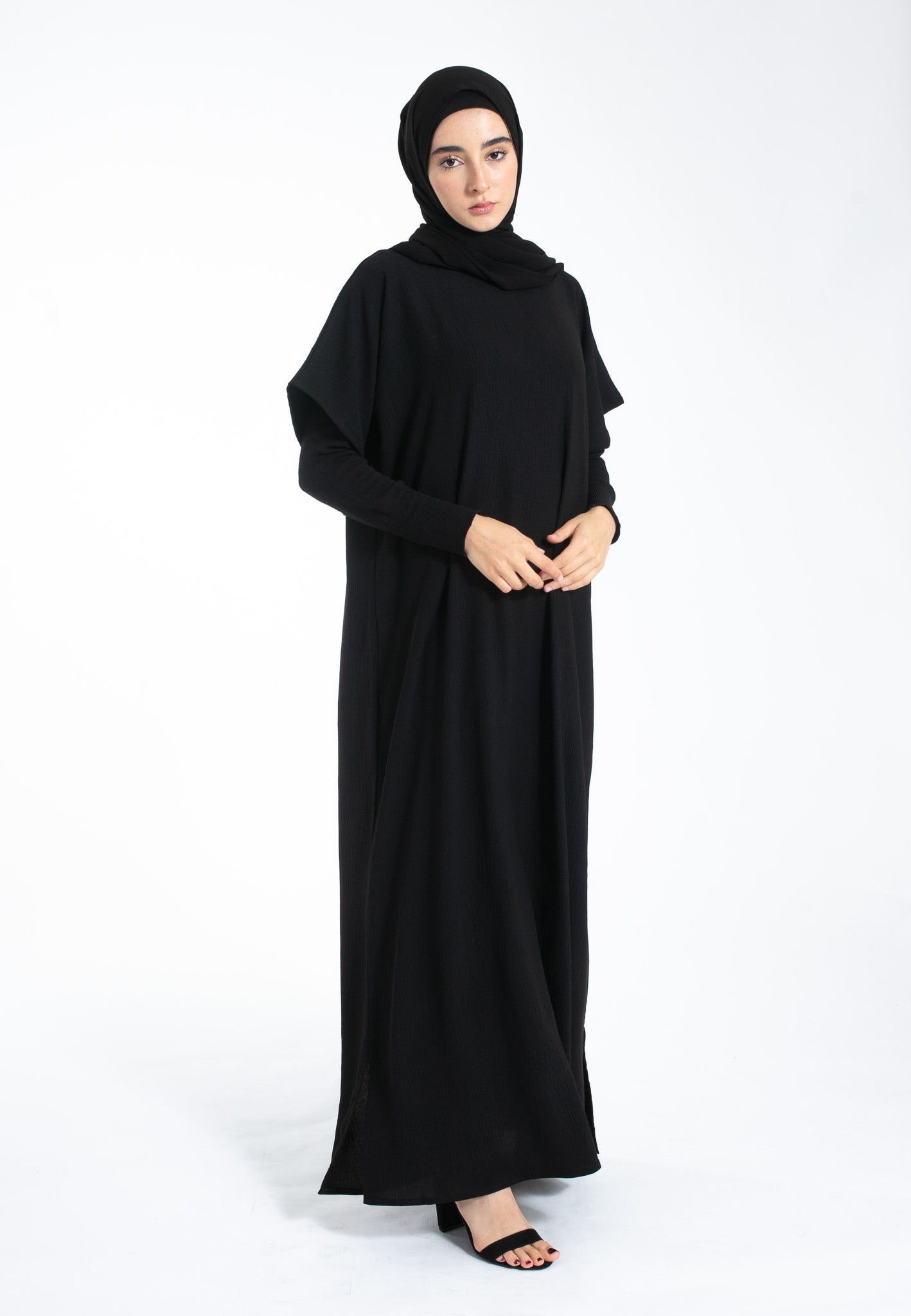 Abaya Long Sleeve Black Slip Dress Abaya Inner Wear Inner Slip