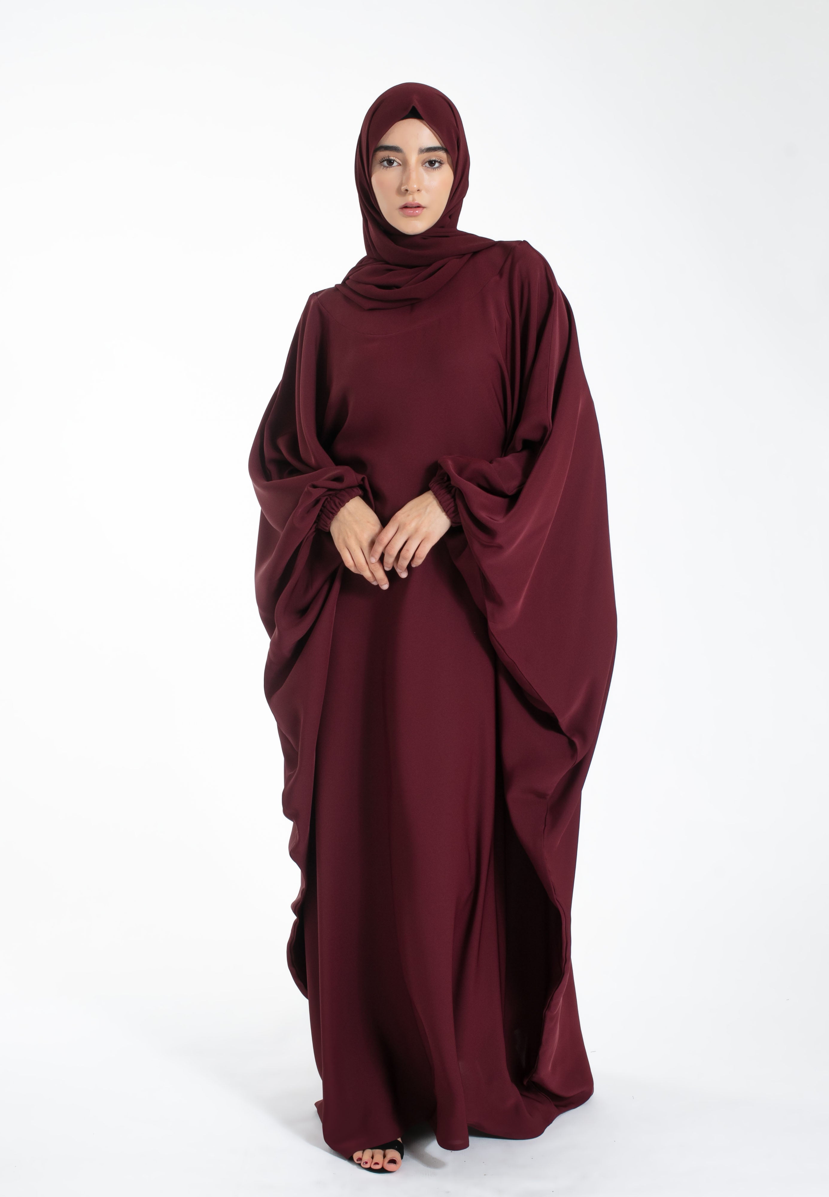 Luxury Plain Farasha - Burgundy