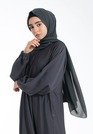 Grey Abaya with Cuff Sleeves