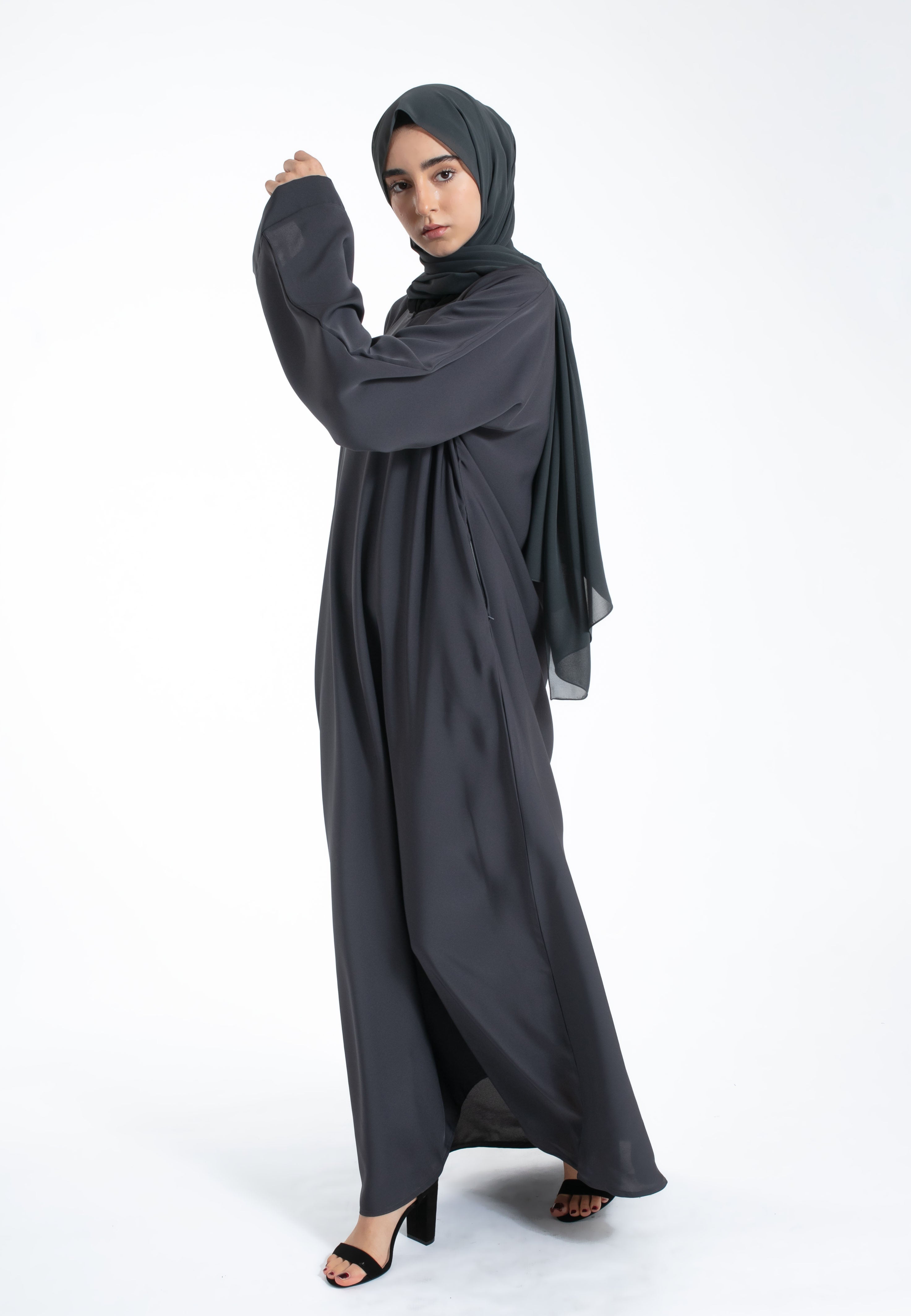 Charcoal Grey Abaya with Pockets