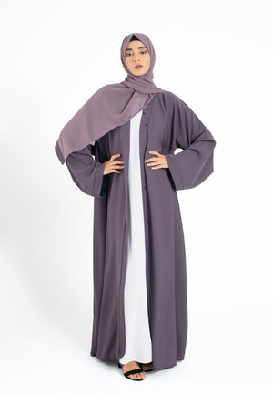 Deep Lilac Open Abaya