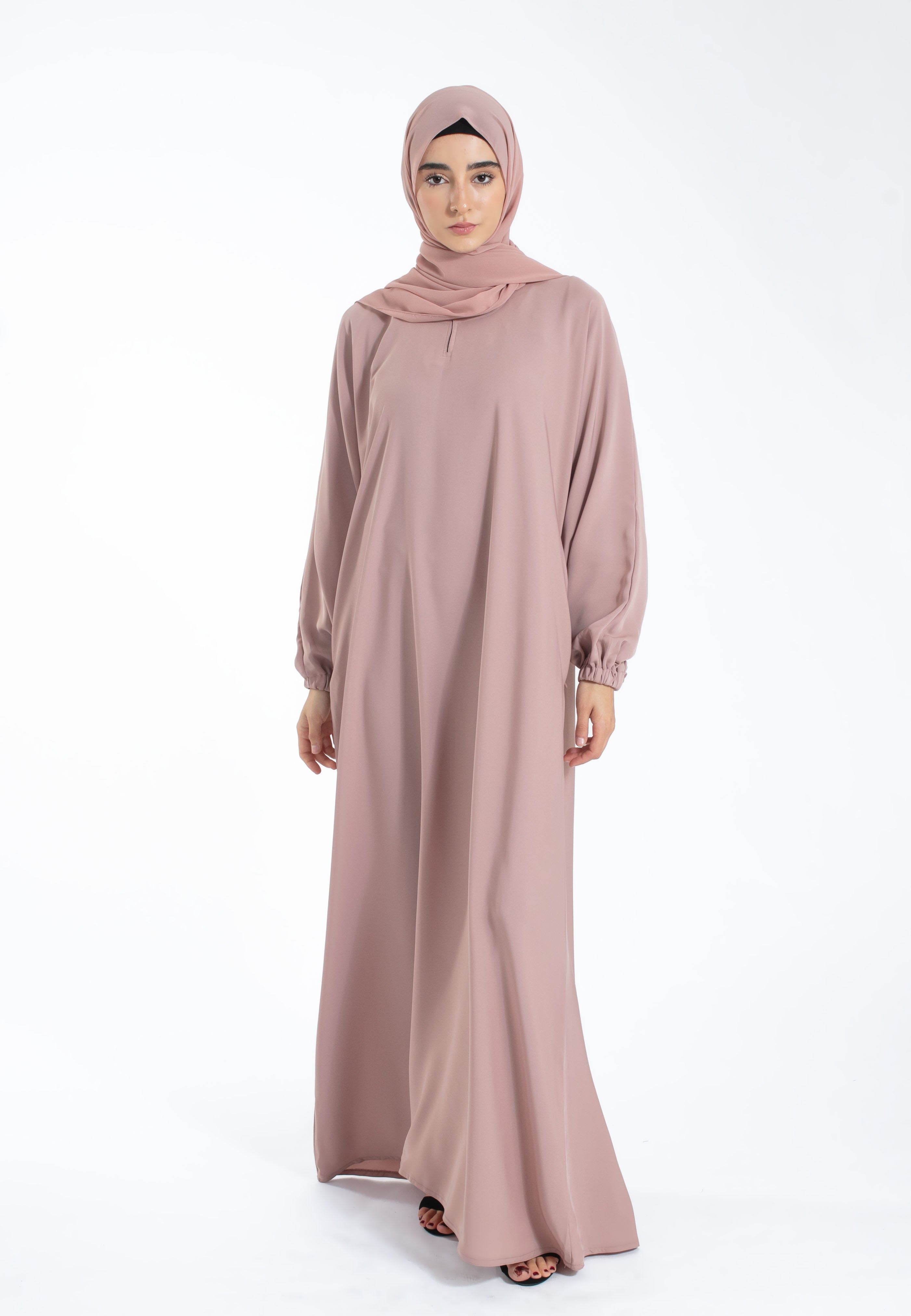 Plain Pink Abaya With Pockets
