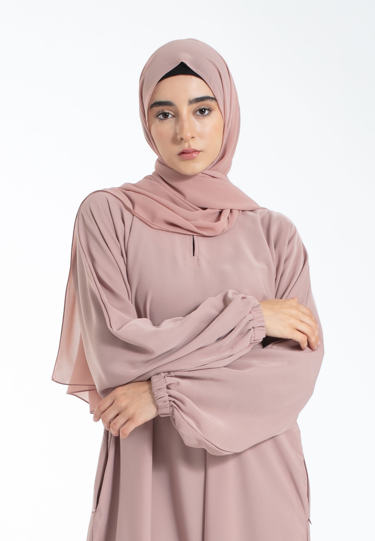 French Rose Abaya with Cuff Sleeves