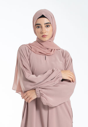 French Rose Abaya with Cuff Sleeves