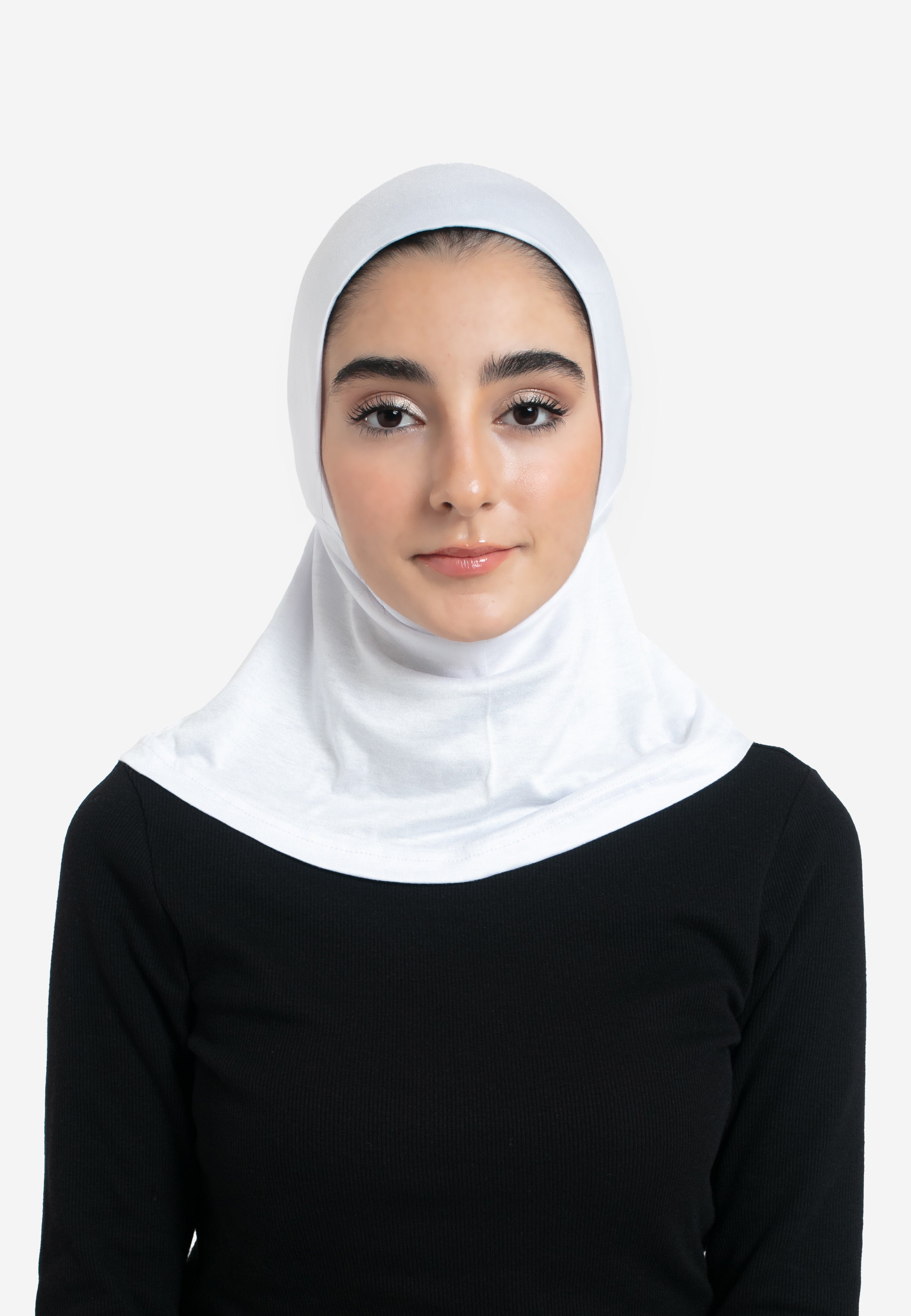 Pure White Full Coverage Hijab Cap - Front