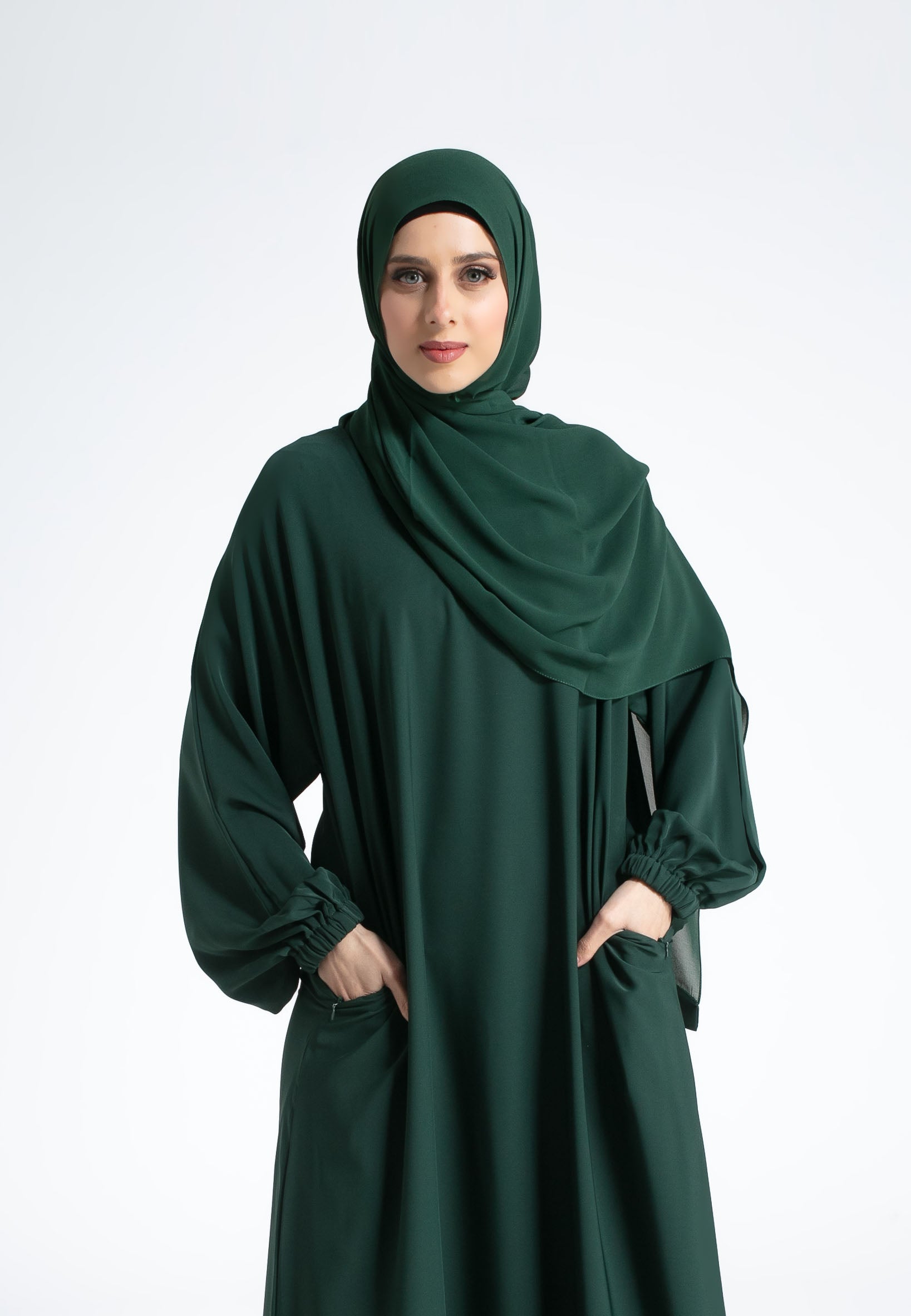 Green-Abaya-With-Zip-Pockets