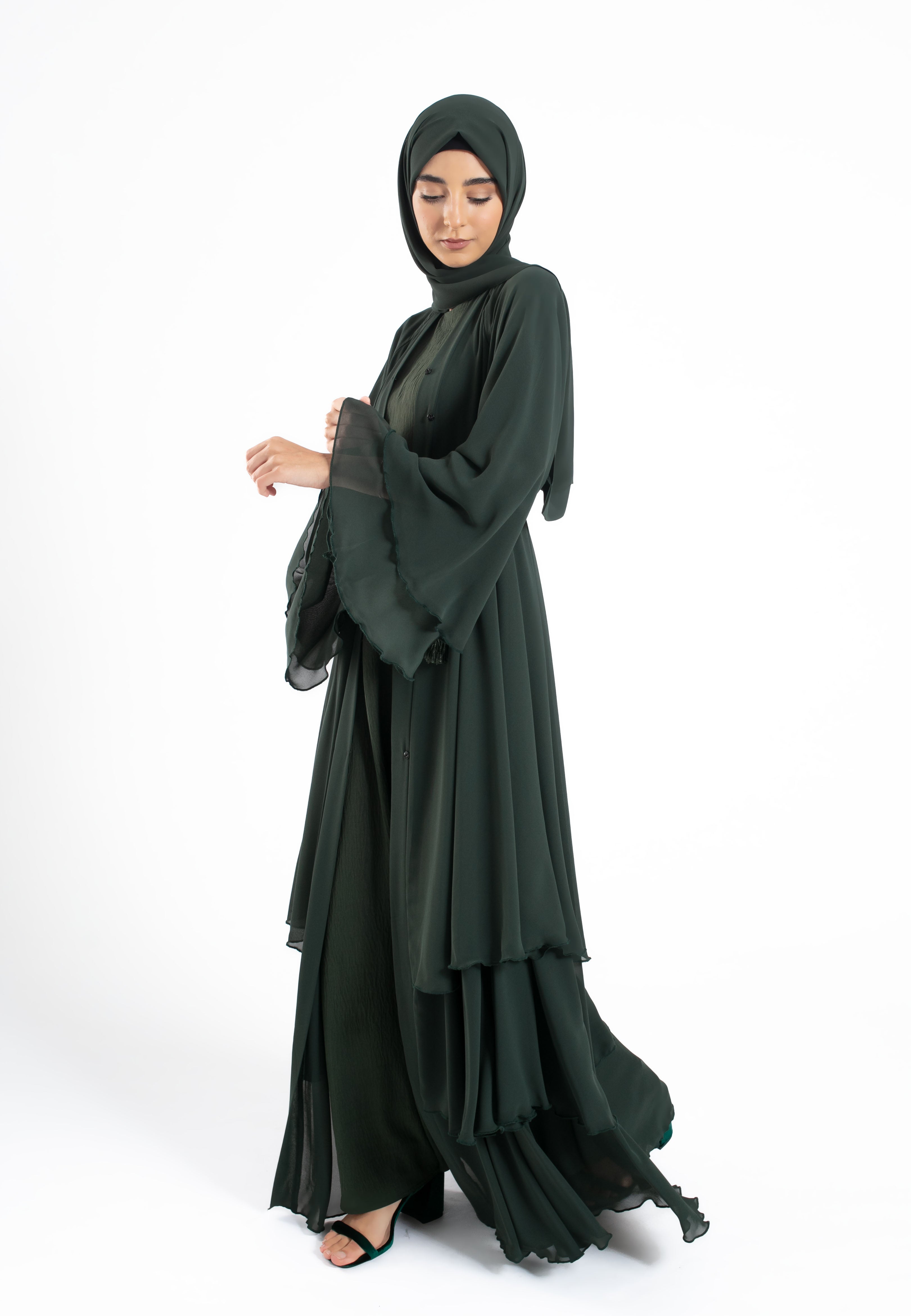 Shop Forest Green 3-Layered Abaya Online | Abaya Lounge - Free UK Delivery Over 125 Shop Forest Green 3-Layered Abaya Online | Abaya Lounge - Free UK Delivery Over 125