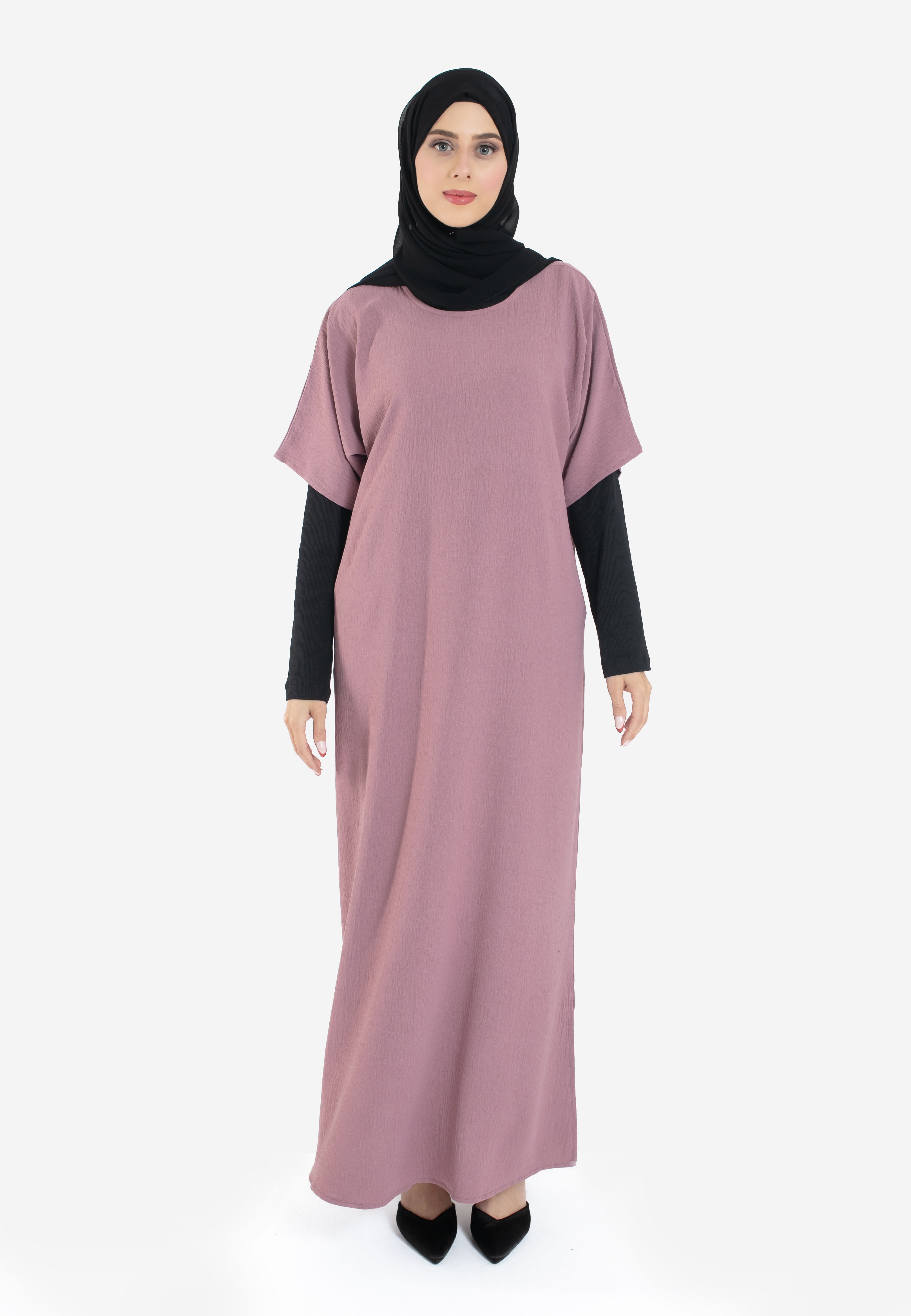 inner slip dress long sleeve Long Sleeve Satin Slip Dress in Chestnut Brown Hijabglamour