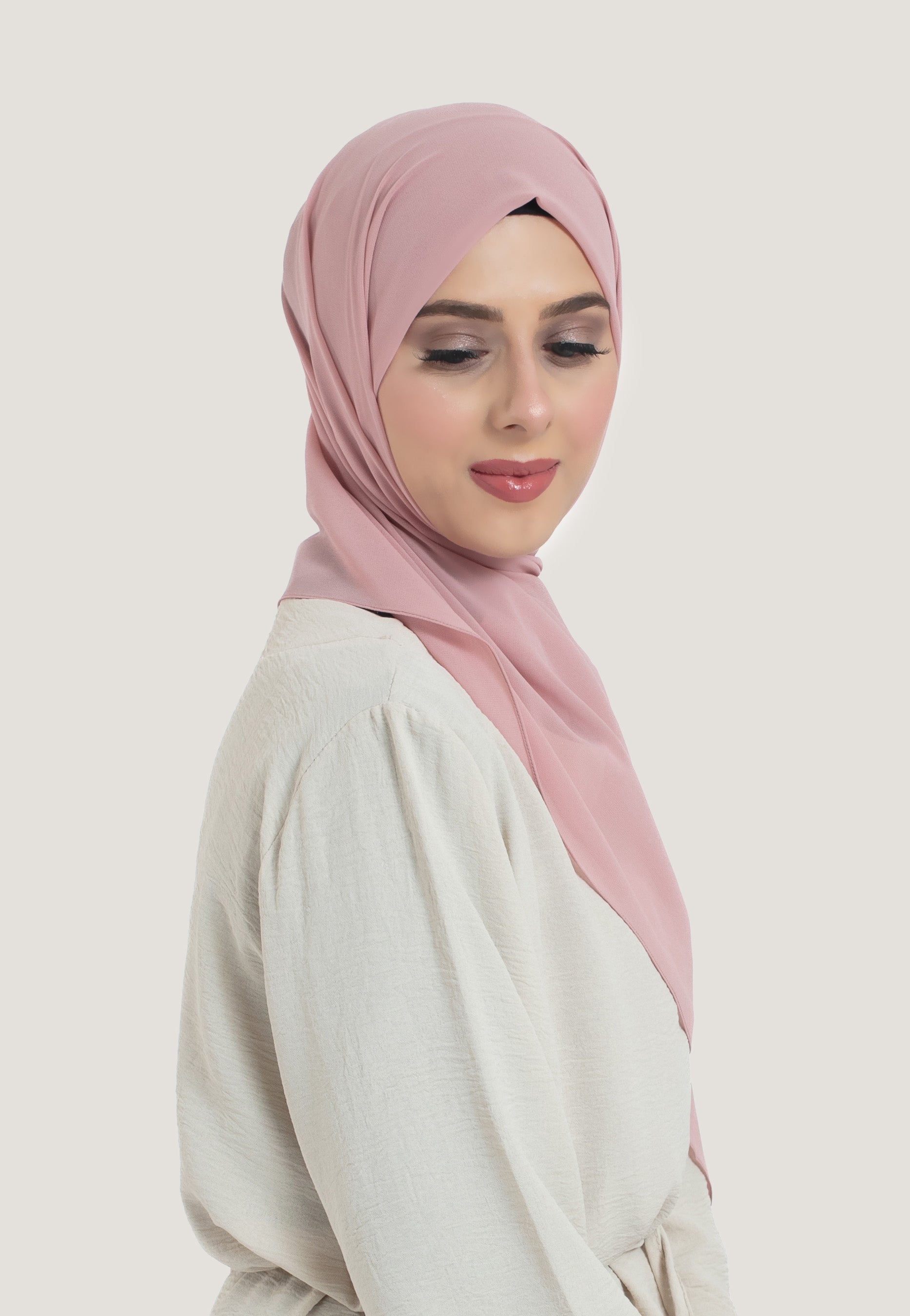 Pink Crepe Chiffon Hijab