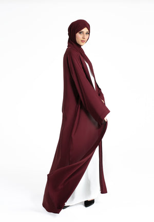 Burgundy Open Abaya