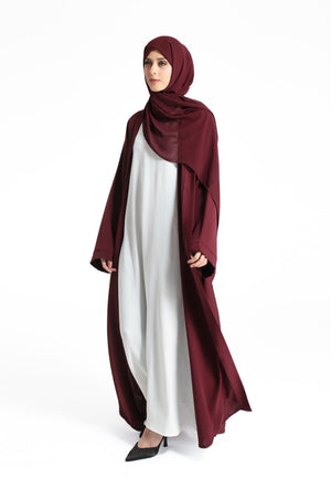 Plain Burgundy Open Abaya