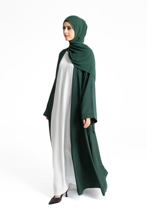 Plain Green Nida Open Abaya