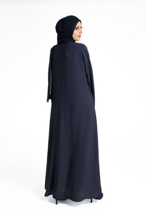 Navy Plain Open Abaya