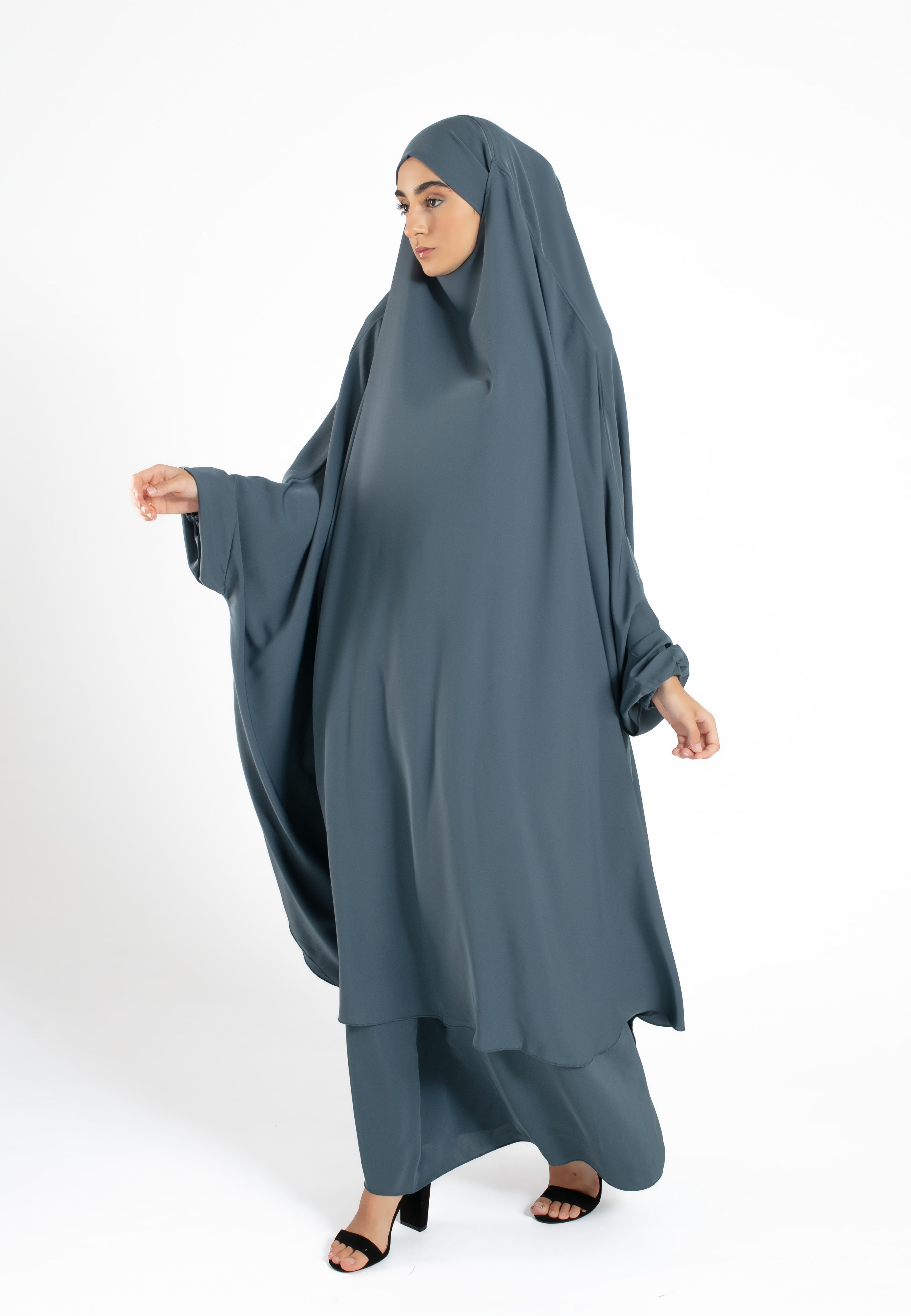 Shop Two Piece Slate Grey Jilbab Prayer Dress Set Abaya Lounge Online