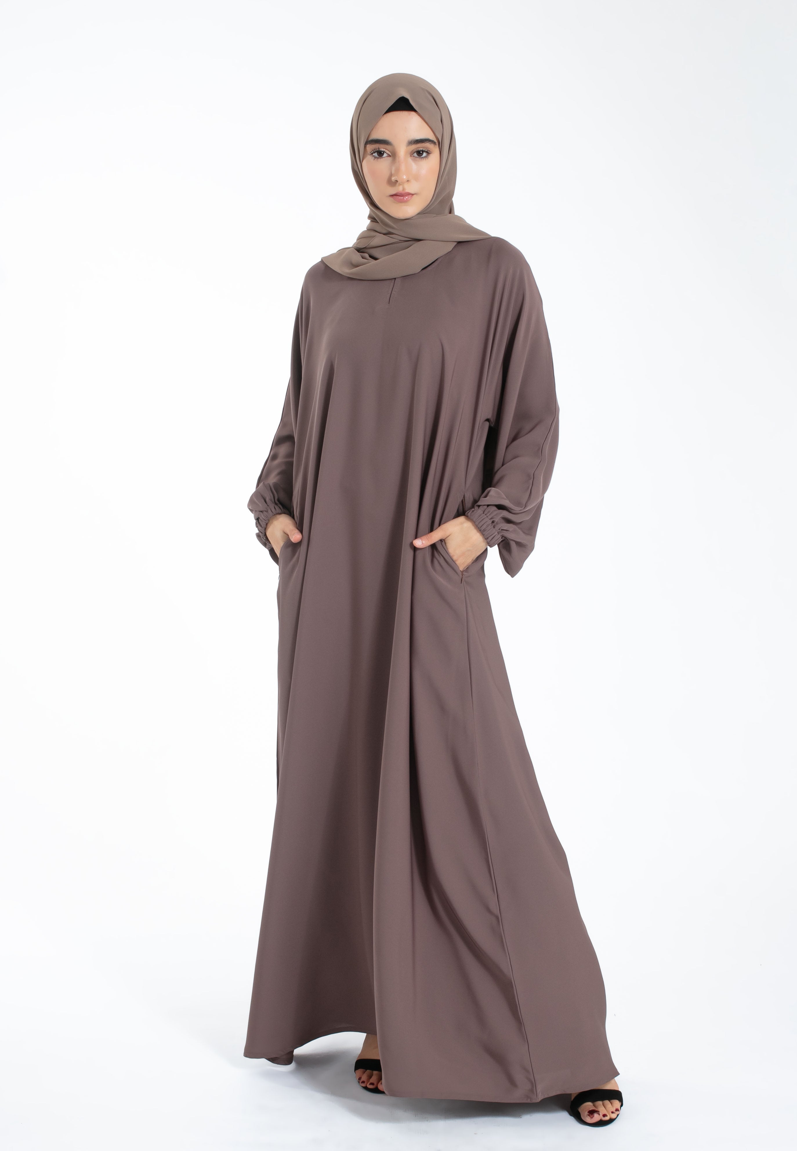 Luxury Plain Taupe Abaya