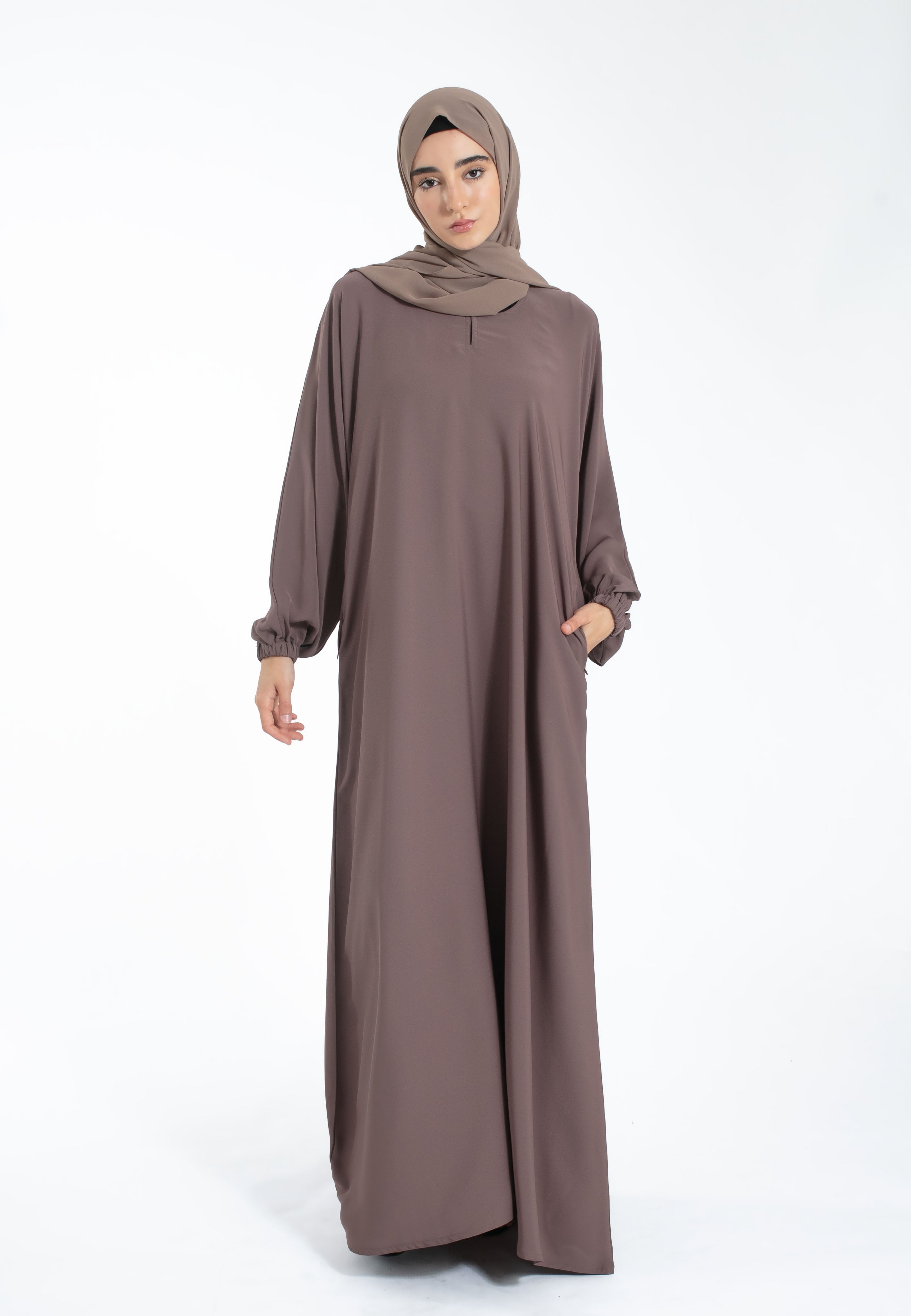 Taupe Abaya with Cuff Sleeves