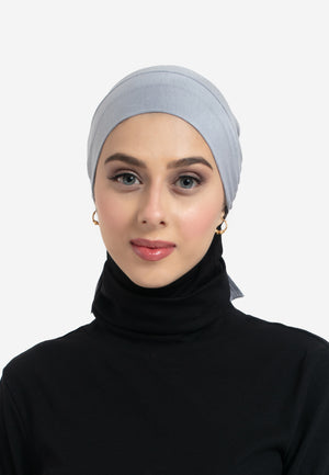 Grey Tie Back Hijab Cap - Front