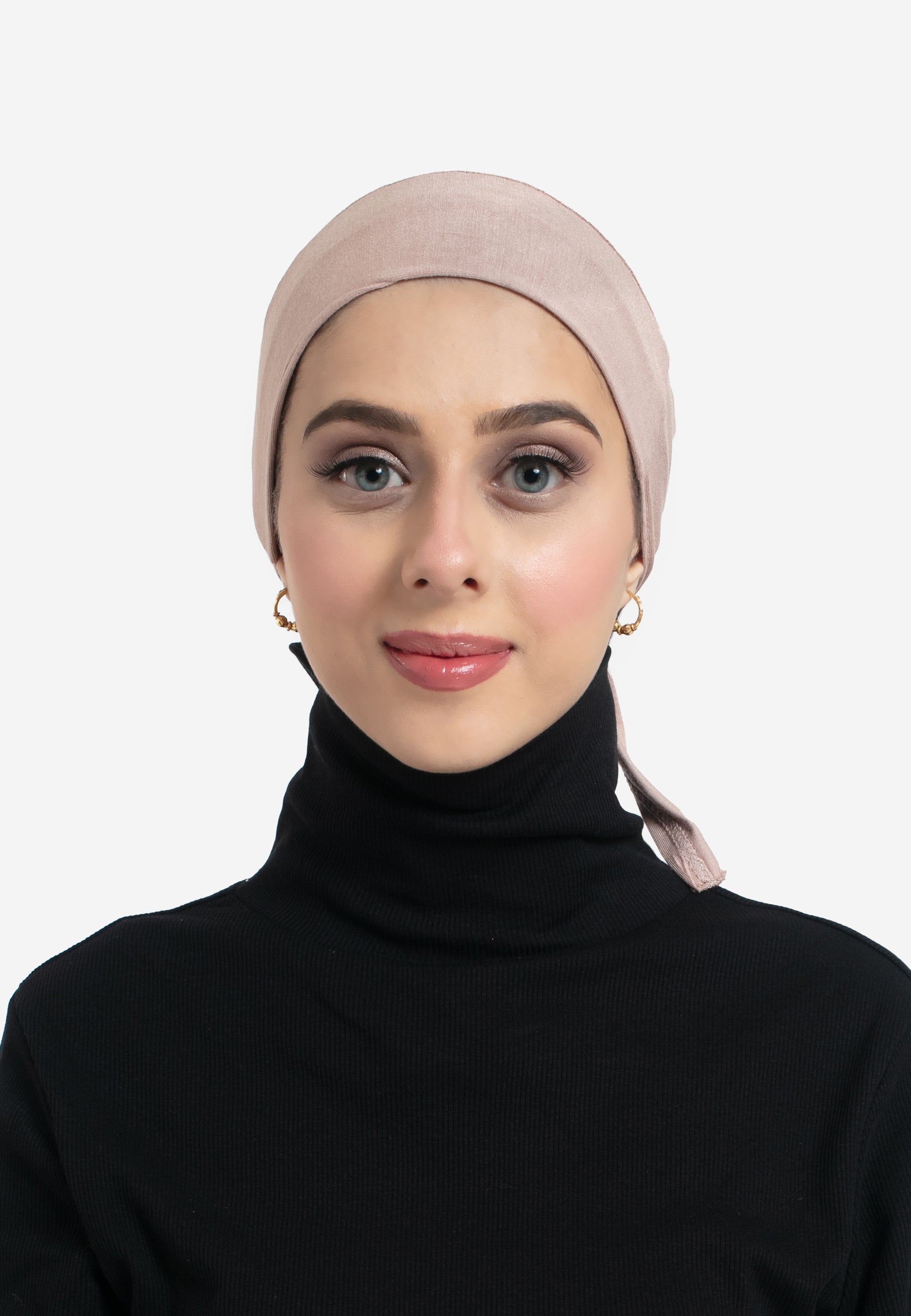 Latte Tie Back Hijab Cap - Front