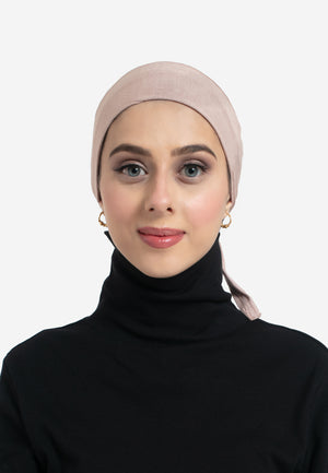 Latte Tie Back Hijab Cap - Front
