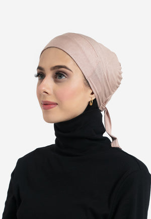 Latte Tie Back Hijab Cap - Side