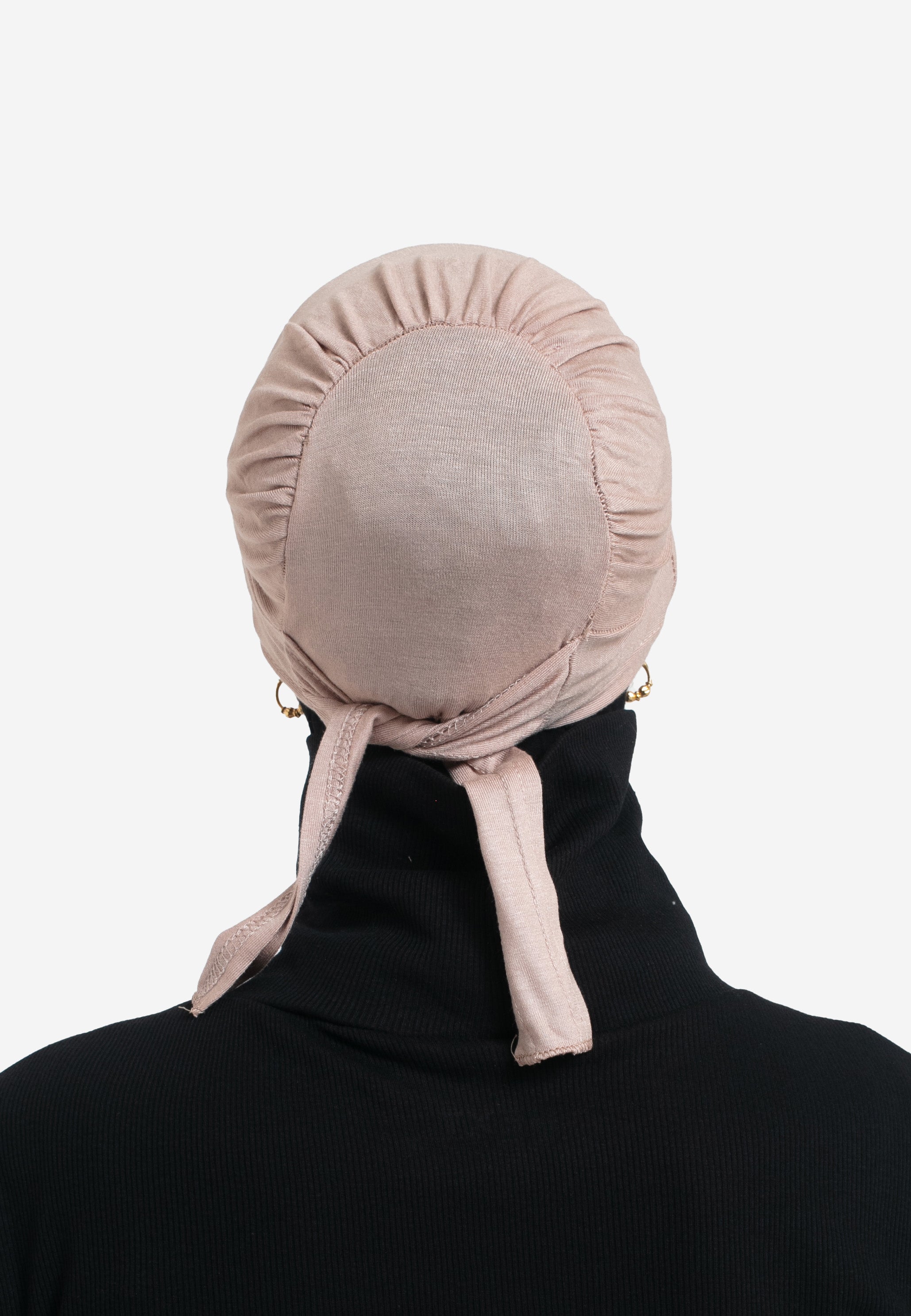 Latte Tie Back Hijab Cap - Back