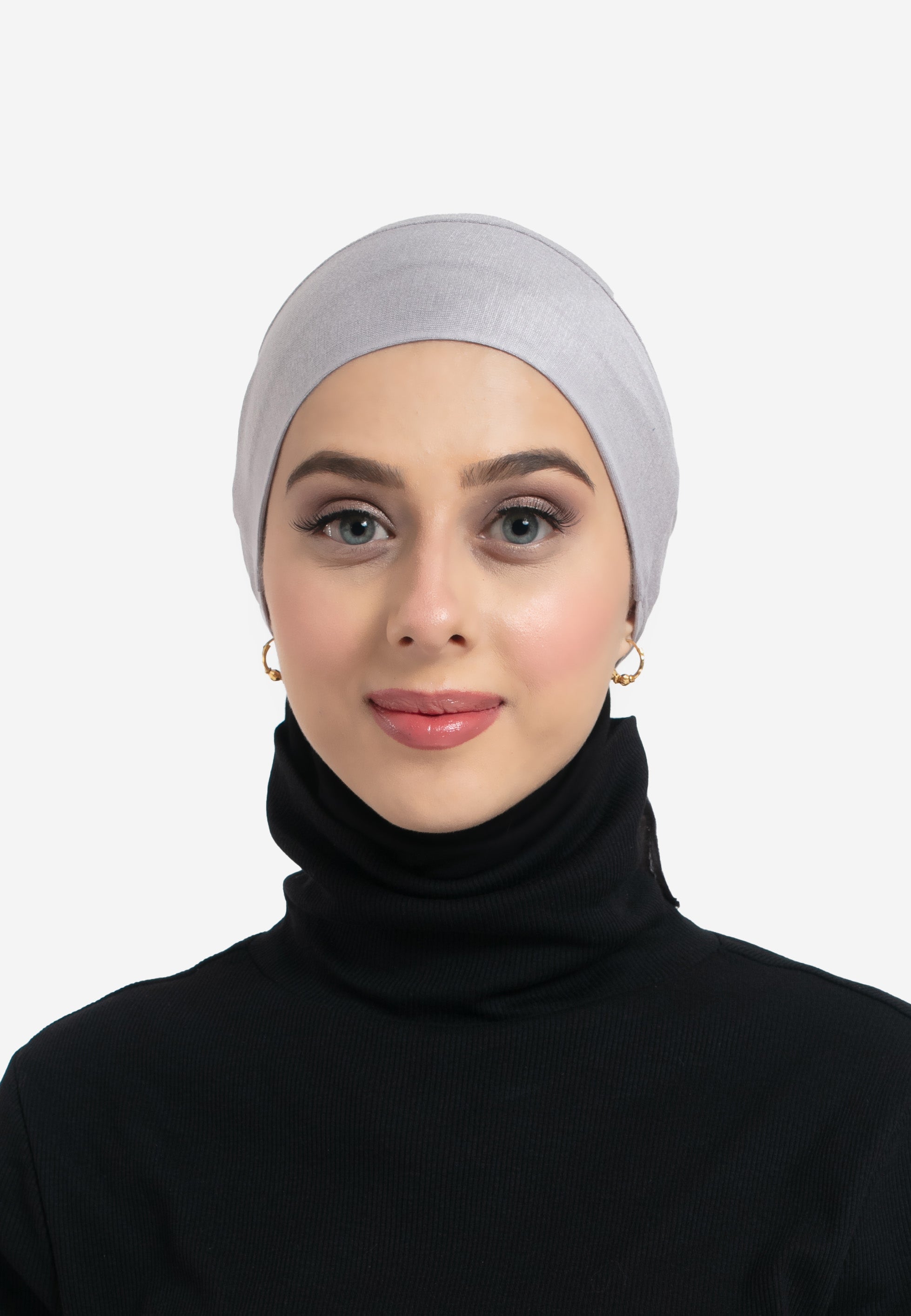 Lilac Grey Tie Back Hijab Cap - Front