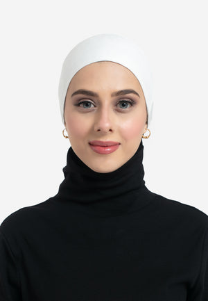 Off-White Tie Back Hijab Cap - Front