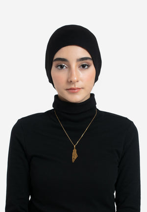Black Tube Hijab Cap - Front