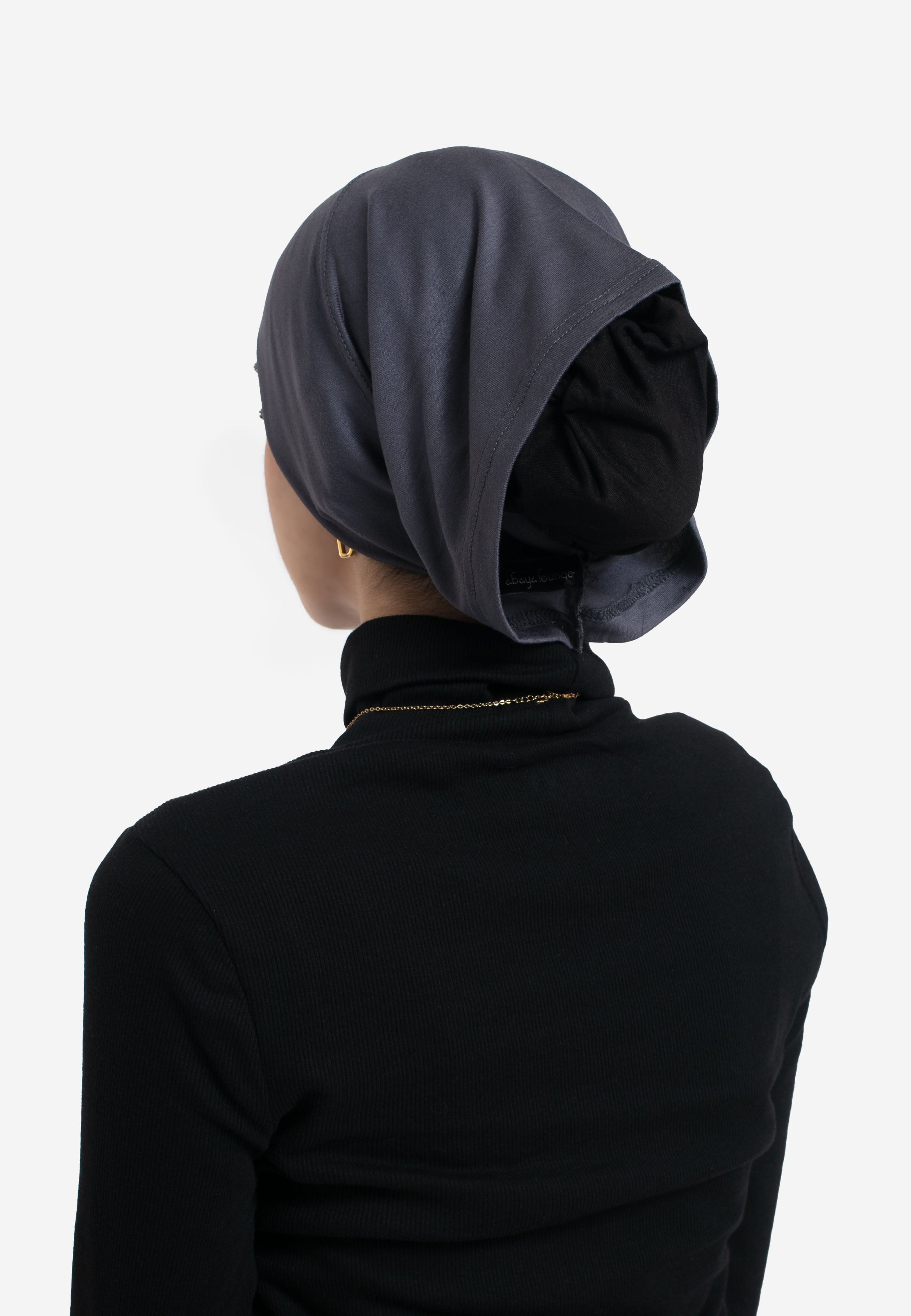 Charcoal Tube Hijab Cap - Back