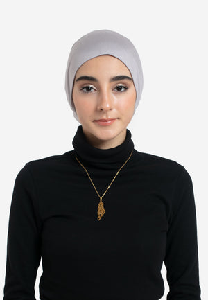 Grey Tube Hijab Cap - Front
