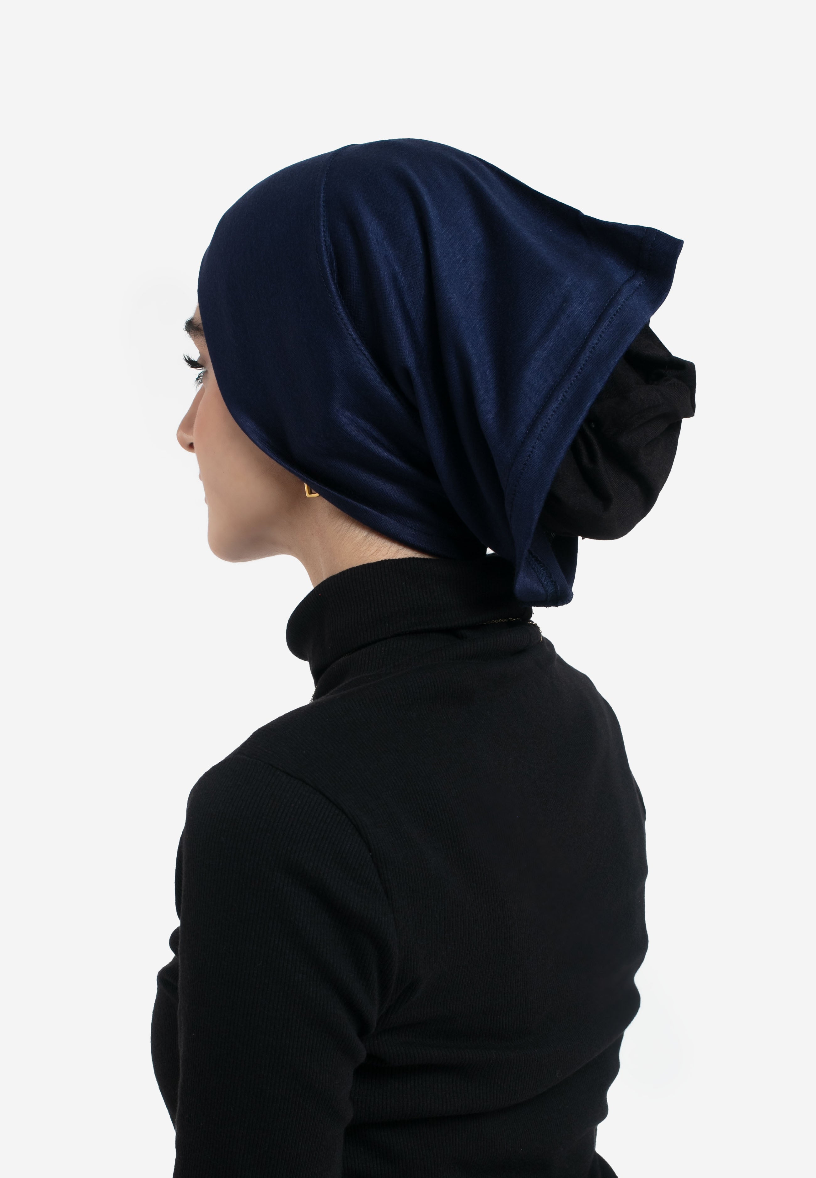 Navy Tube Hijab Cap - Back