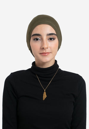 Olive Tube Hijab Cap - Front