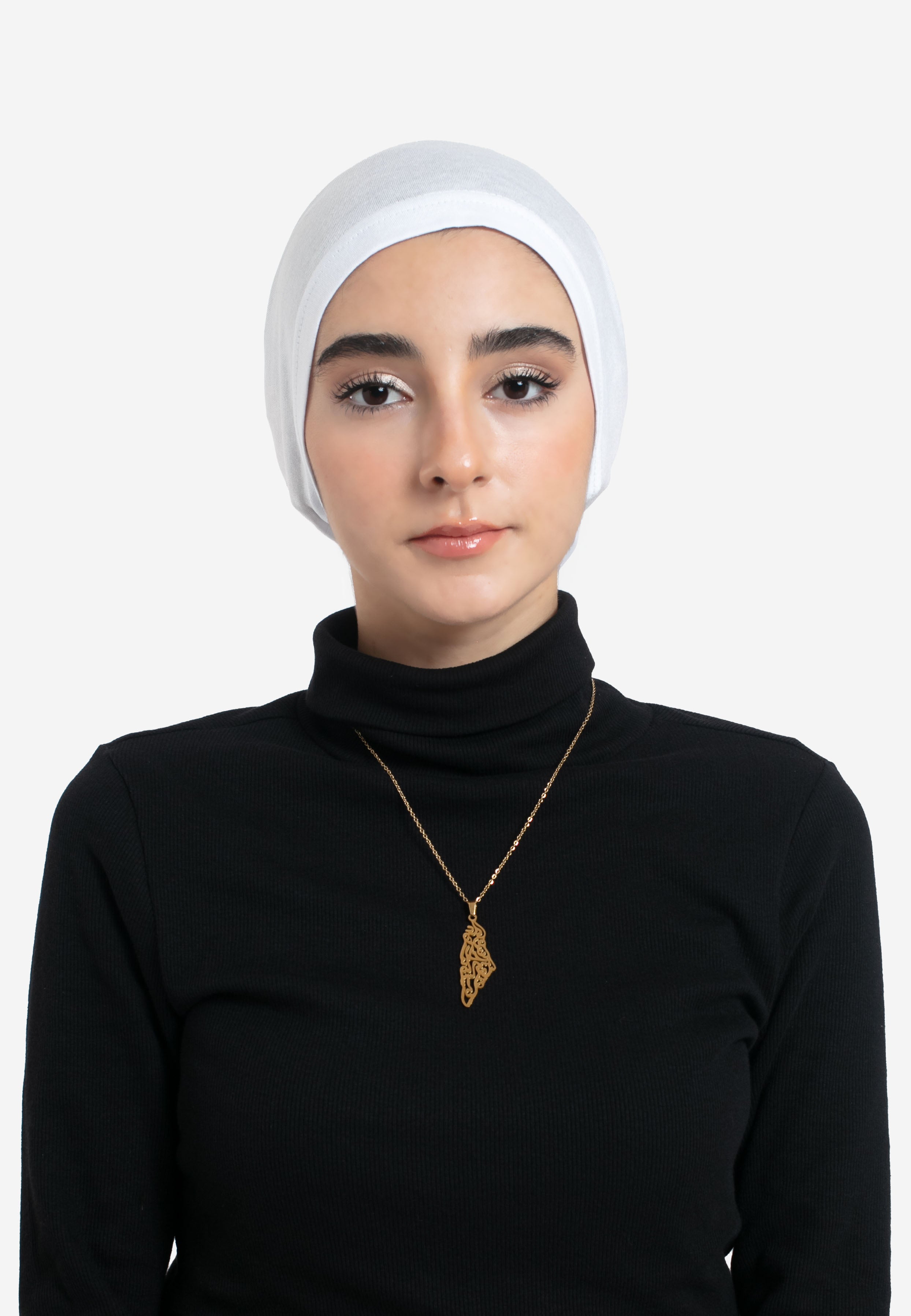 Pure White Tube Hijab Cap - Front