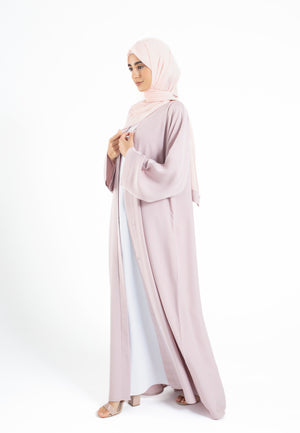 Baby Pink Plain Open Abaya