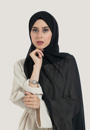 Black Crepe Chiffon Hijab