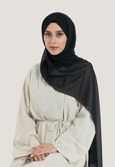 Black Crepe Chiffon Hijab - Front