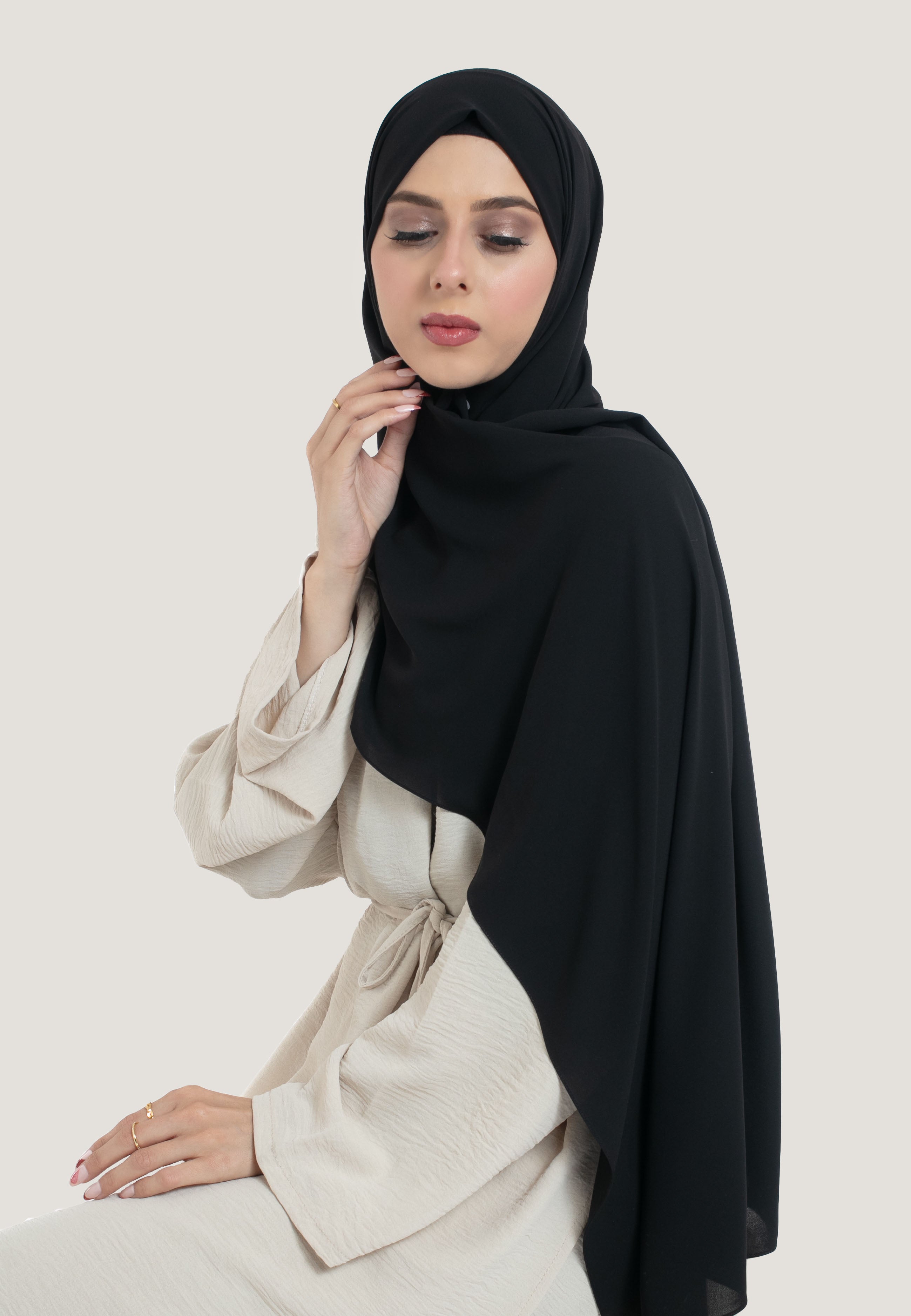 Black Georgette Hijab