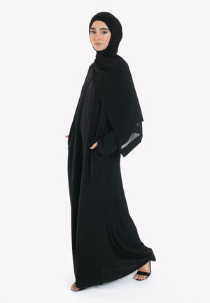 Black Nida Abaya with Pockets - Side