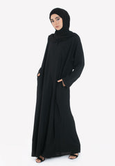 Black Nida Abaya with Zipped Pockets