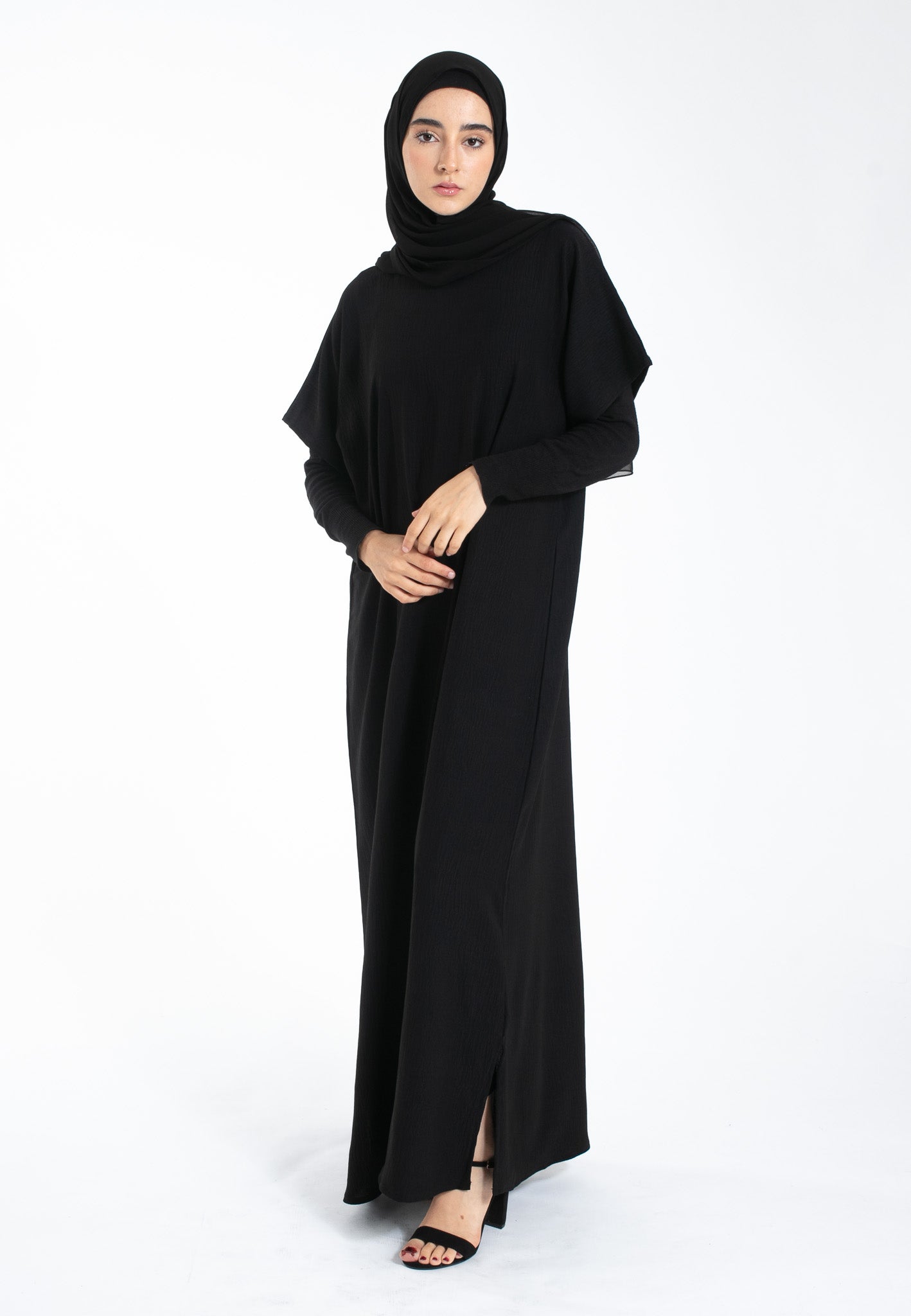 Black Inner Slip Dress in Soft Crush Crepe Perfect for Summer