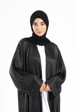 Shimmer Black Open Abaya