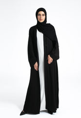 Plain Black Open Abaya