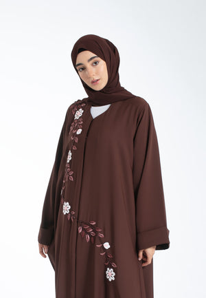 Brown-Embroidered-Floral-Abaya