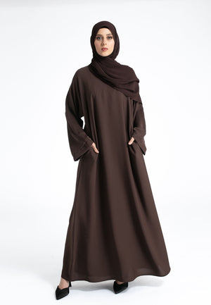 Brown Nida Abaya with Pockets