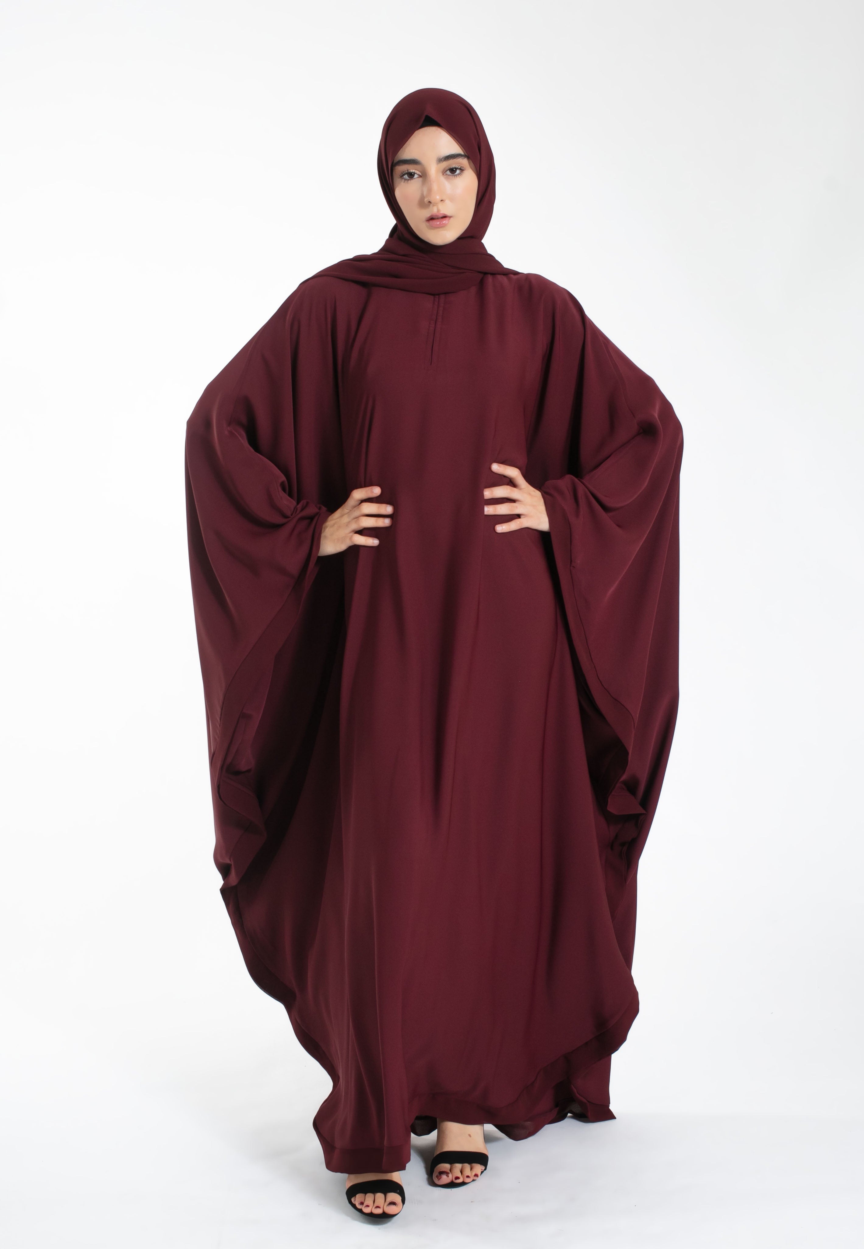 Modest Farasha Abaya - Burgundy