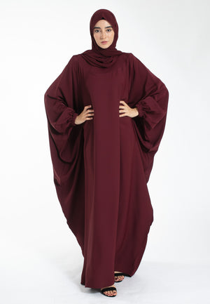 Farasha with Cuff Sleeves in Burgundy