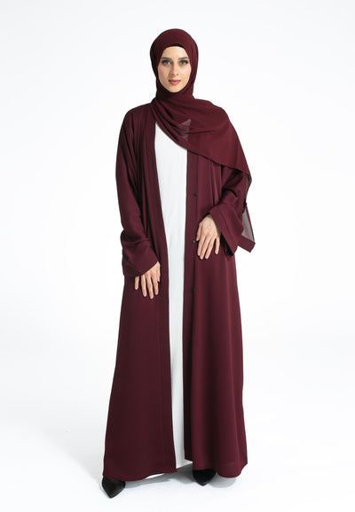 Burgundy Open Abaya