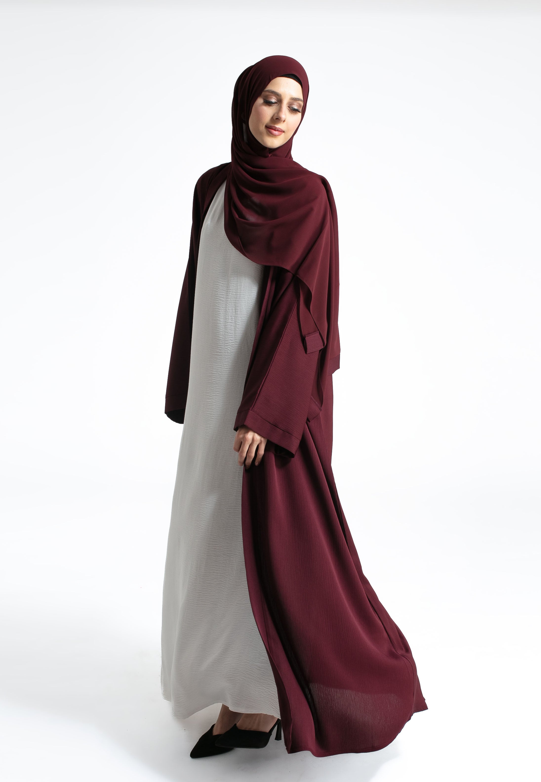 Burgundy Open Abaya Online