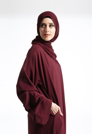 Plain Burgundy Closed Abaya