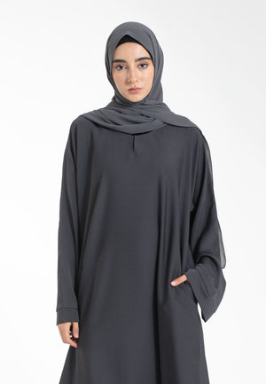 Charcoal Grey Abaya with Zip Pockets